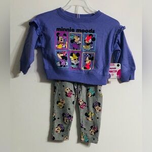 Disney Minnie Mouse baby girl’s 2Pcs set purple sweatshirt/gray jugger.18M